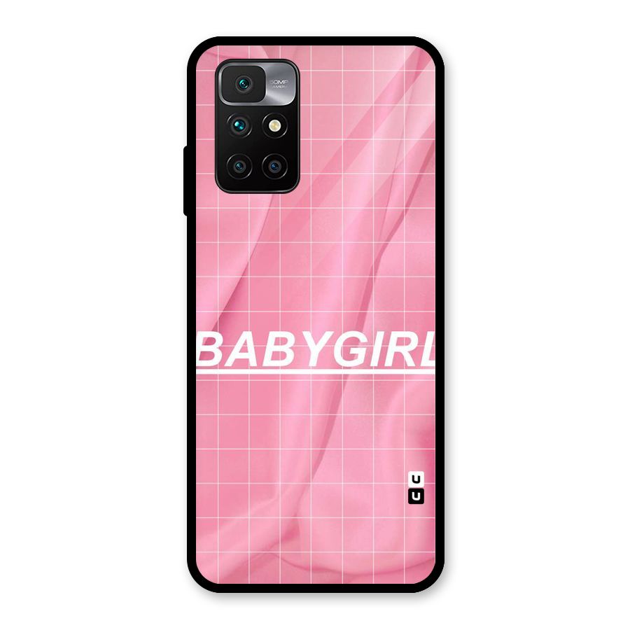 Baby Girl Check Glass Back Case for Redmi 10 Prime