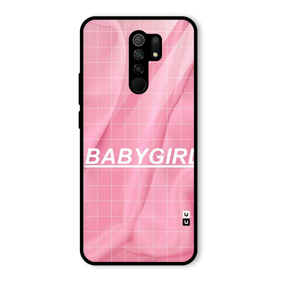 Baby Girl Check Glass Back Case for Redmi 9 Prime