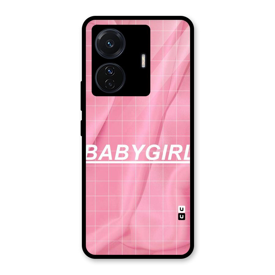 Baby Girl Check Glass Back Case for Vivo T1 Pro