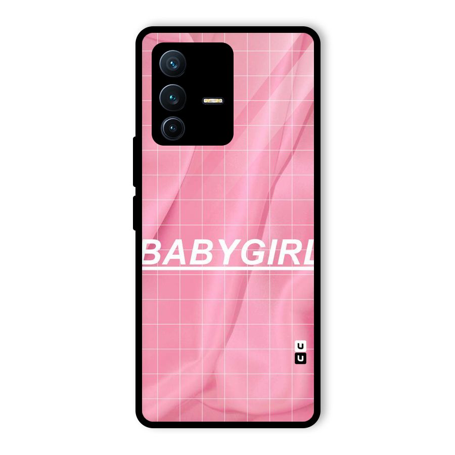 Baby Girl Check Glass Back Case for Vivo V23 Pro