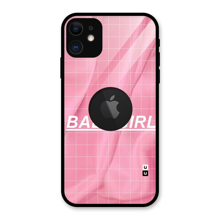 Baby Girl Check Glass Back Case for iPhone 11 Logo Cut