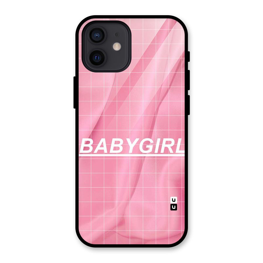 Baby Girl Check Glass Back Case for iPhone 12