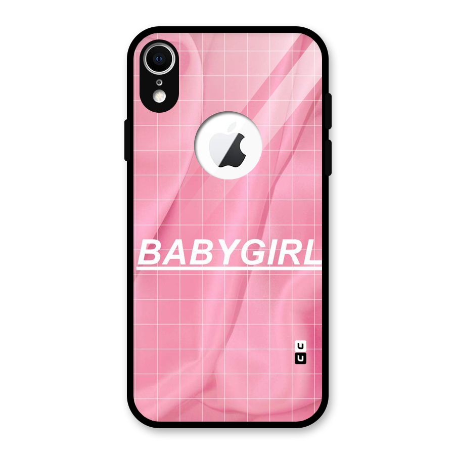 Baby Girl Check Glass Back Case for iPhone XR Logo Cut