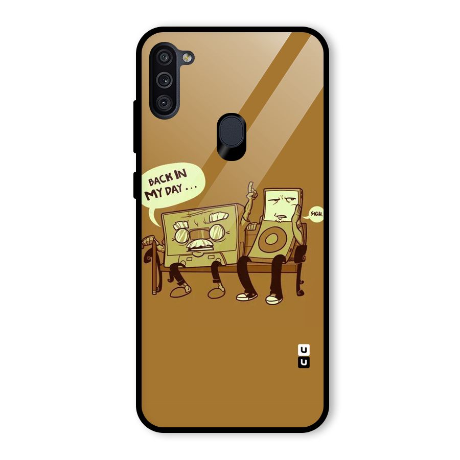 Back In Day Casette Glass Back Case for Galaxy M11