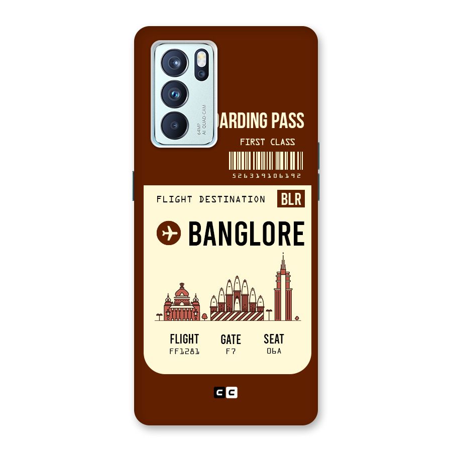 Banglore Boarding Pass Back Case for Oppo Reno6 Pro 5G