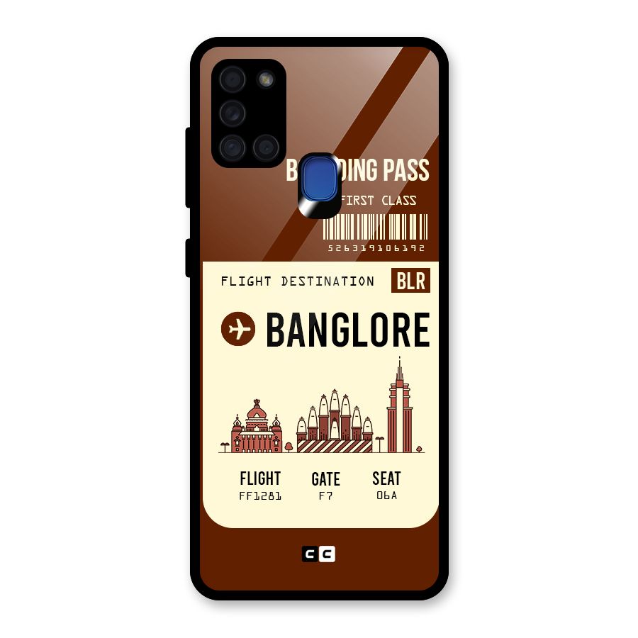 Banglore Boarding Pass Glass Back Case for Galaxy A21s