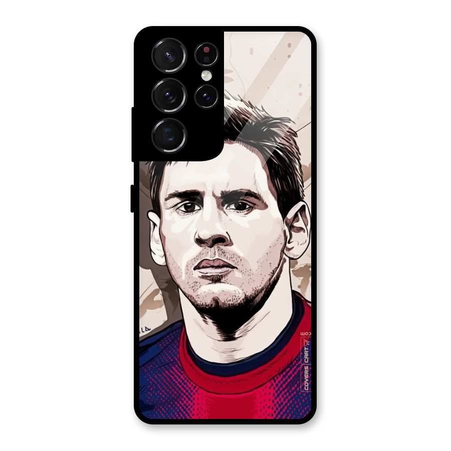 Barca King Messi Glass Back Case for Galaxy S21 Ultra 5G