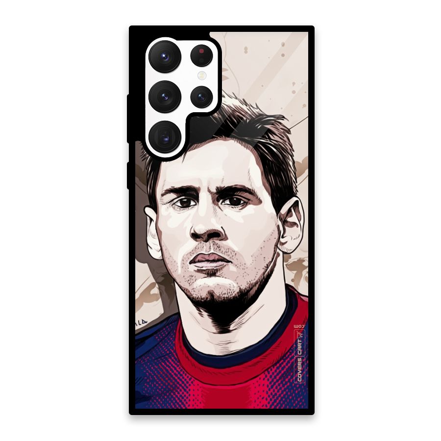 Barca King Messi Glass Back Case for Galaxy S22 Ultra 5G