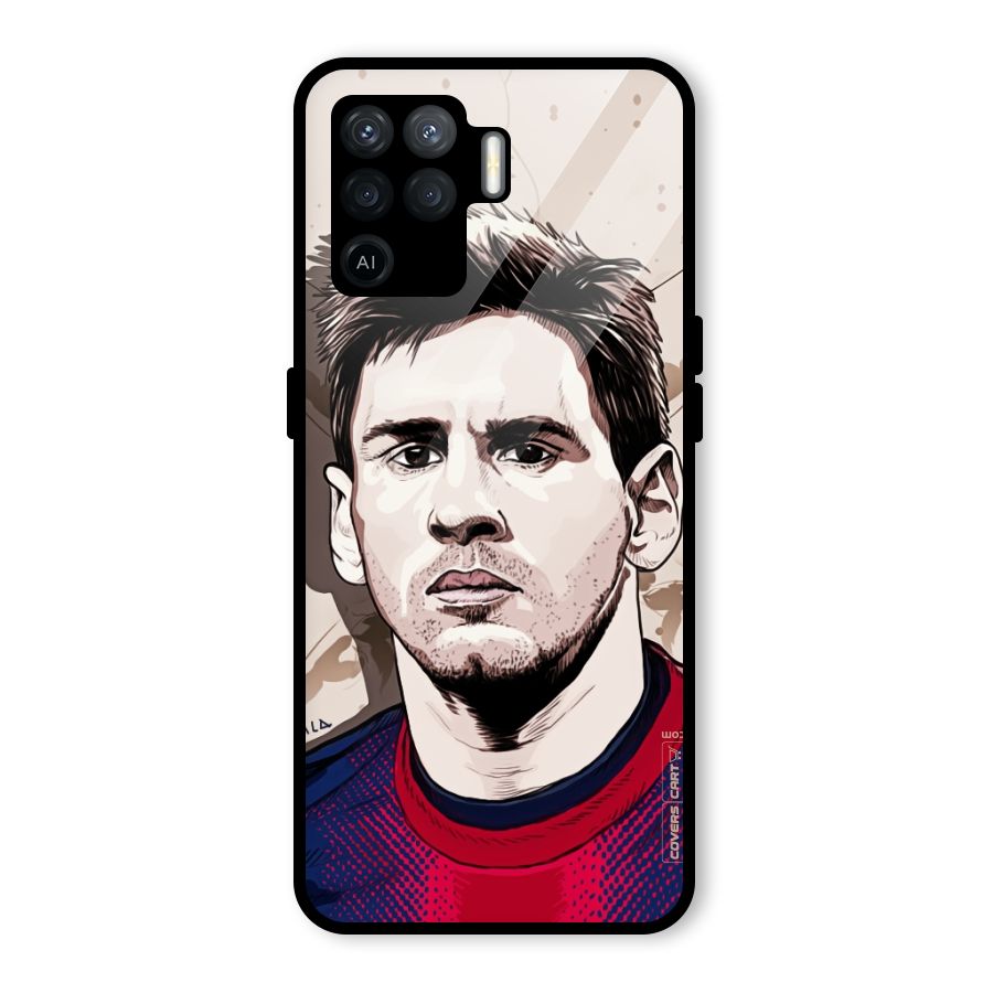 Barca King Messi Glass Back Case for Oppo F19 Pro