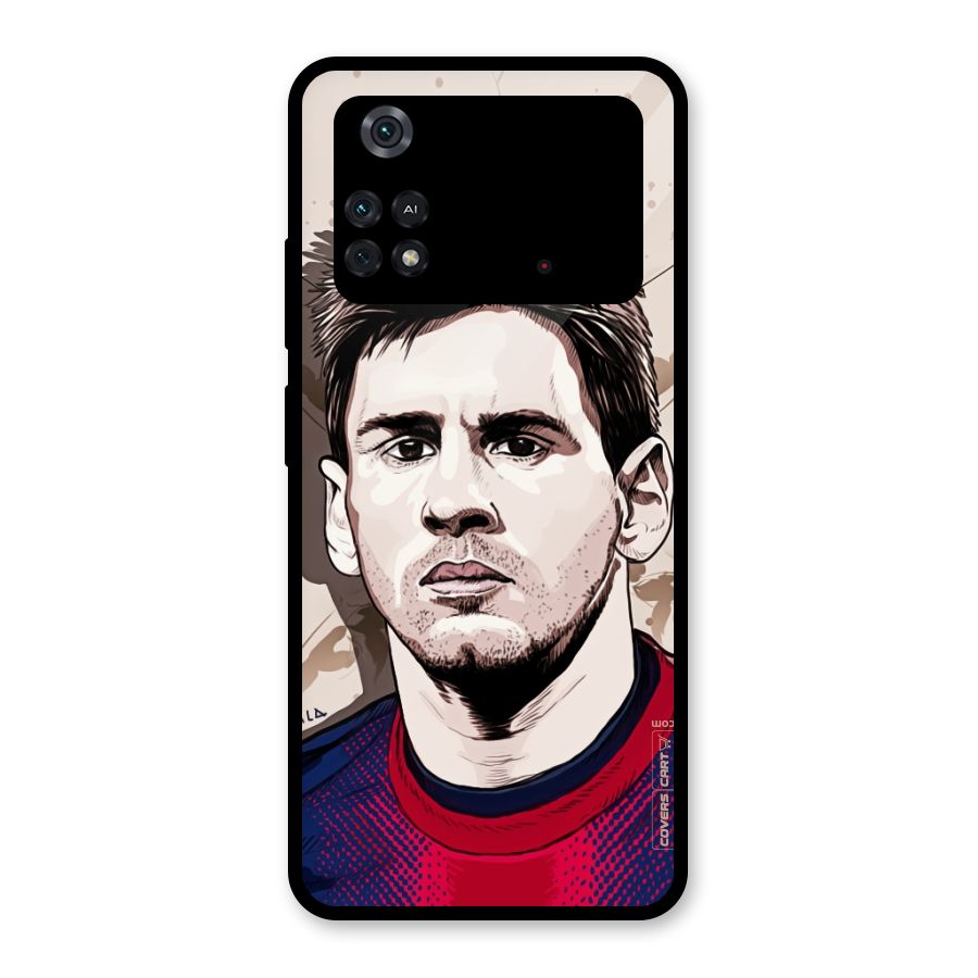 Barca King Messi Glass Back Case for Poco M4 Pro 4G