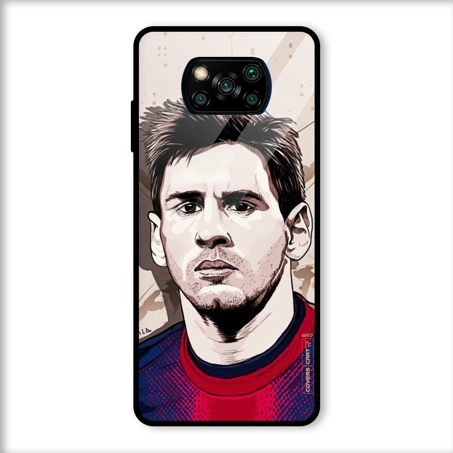 Barca King Messi Glass Back Case for Poco X3
