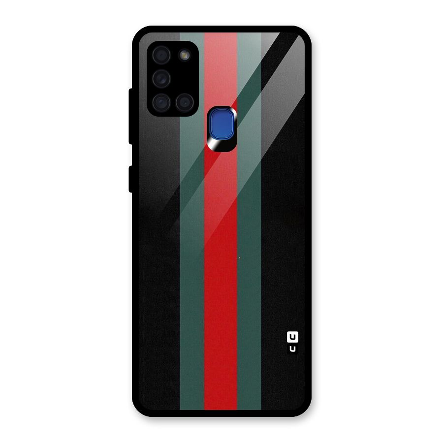 Basic Colored Stripes Glass Back Case for Galaxy A21s