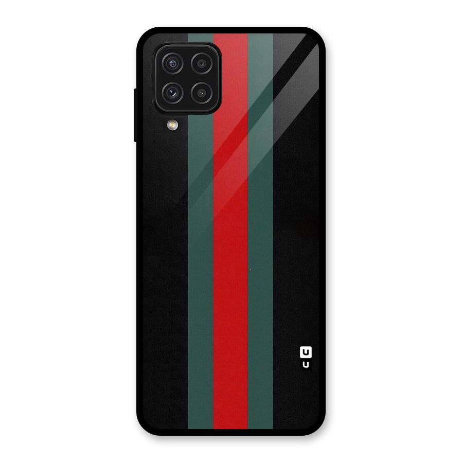 Basic Colored Stripes Glass Back Case for Galaxy A22 4G