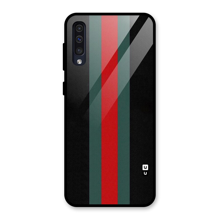 Basic Colored Stripes Glass Back Case for Galaxy A30s