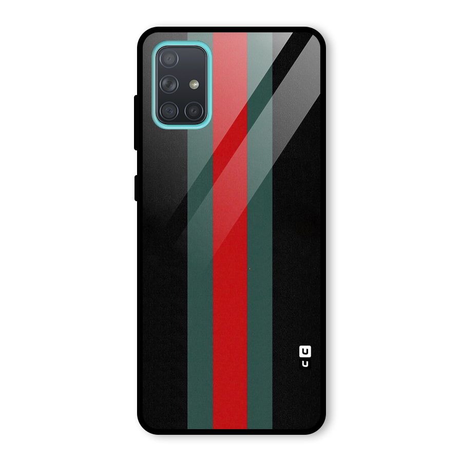 Basic Colored Stripes Glass Back Case for Galaxy A71