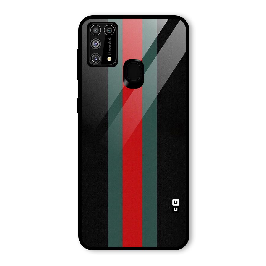 Basic Colored Stripes Glass Back Case for Galaxy F41