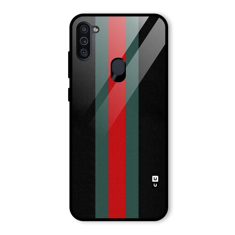 Basic Colored Stripes Glass Back Case for Galaxy M11