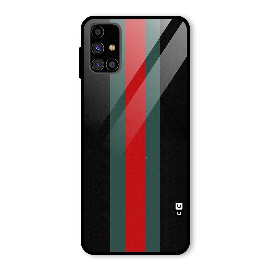 Basic Colored Stripes Glass Back Case for Galaxy M31s