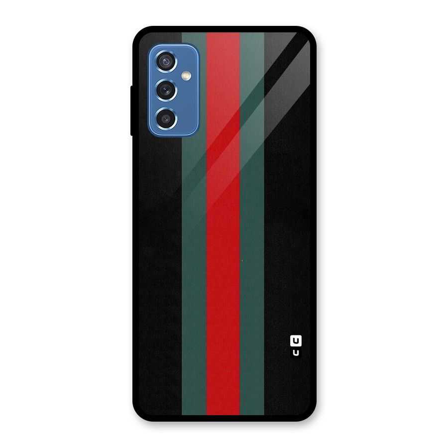 Basic Colored Stripes Glass Back Case for Galaxy M52 5G