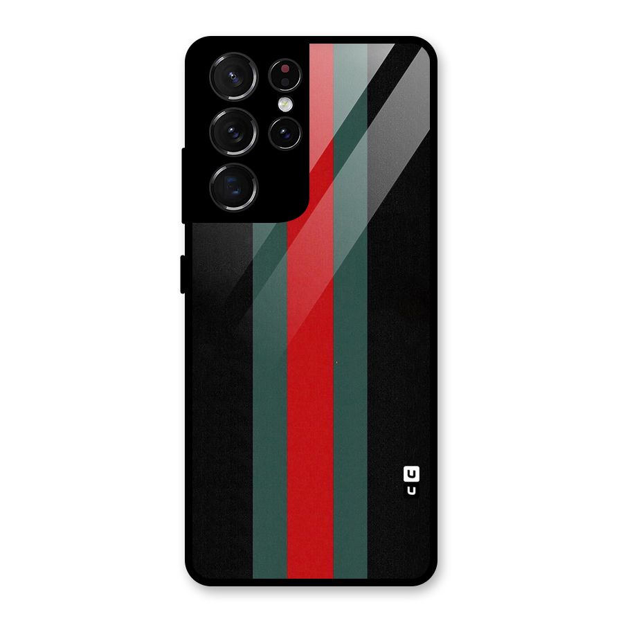 Basic Colored Stripes Glass Back Case for Galaxy S21 Ultra 5G