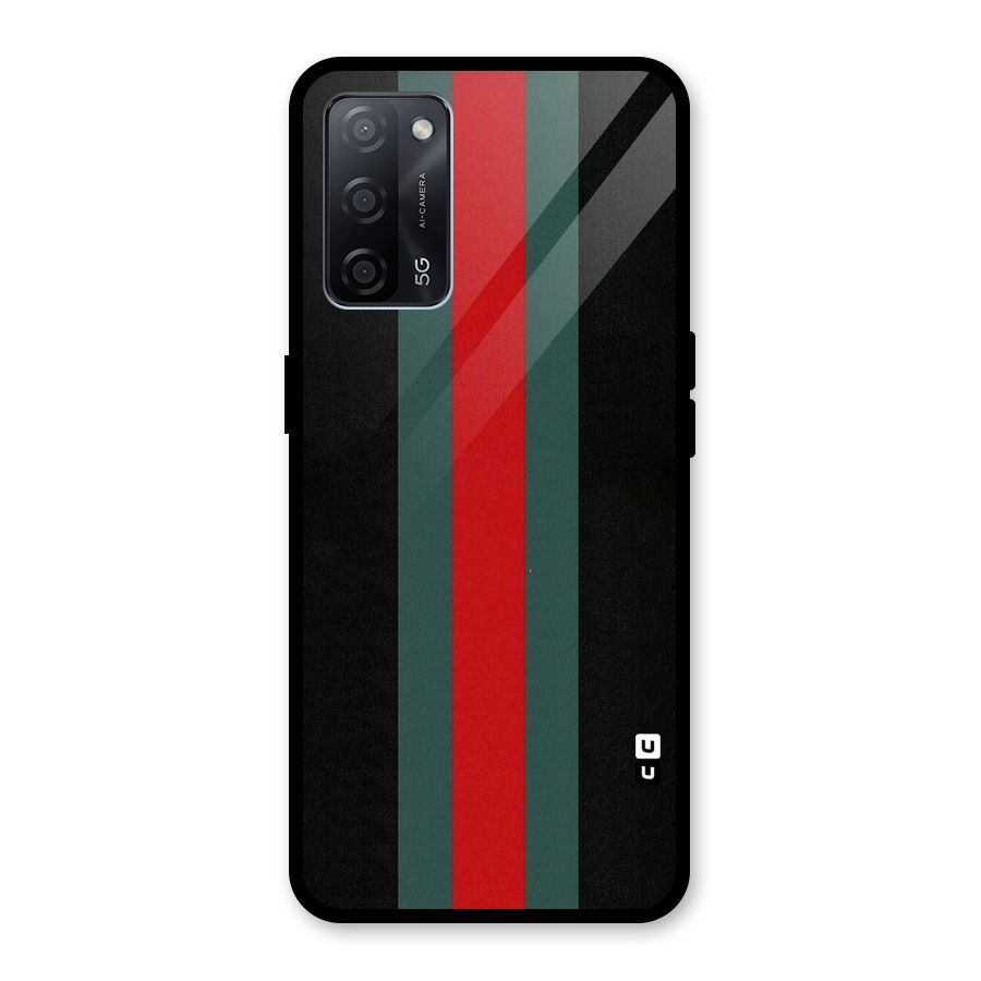 Basic Colored Stripes Glass Back Case for Oppo A53s 5G