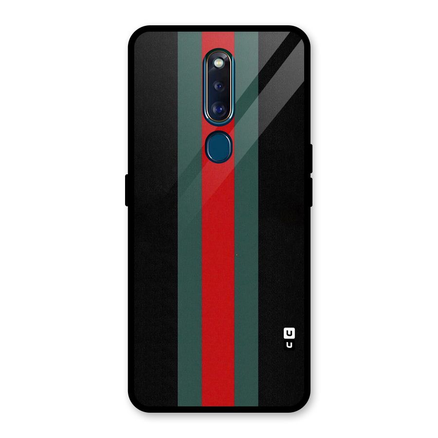 Basic Colored Stripes Glass Back Case for Oppo F11 Pro