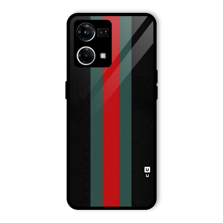 Basic Colored Stripes Glass Back Case for Oppo F21 Pro 4G