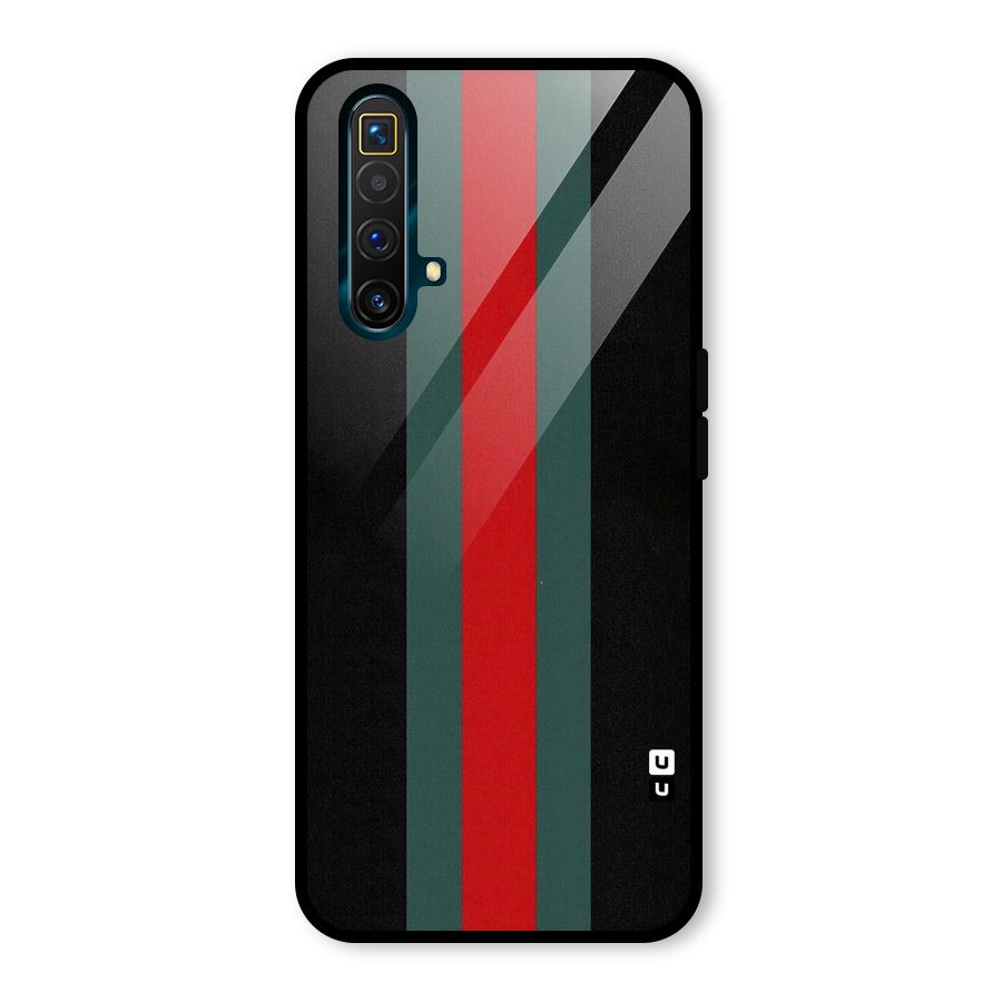 Basic Colored Stripes Glass Back Case for Realme X3 SuperZoom