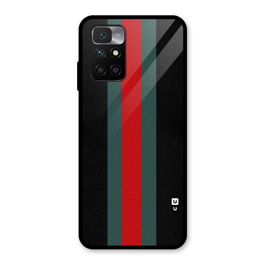 Basic Colored Stripes Glass Back Case for Redmi 10 Prime