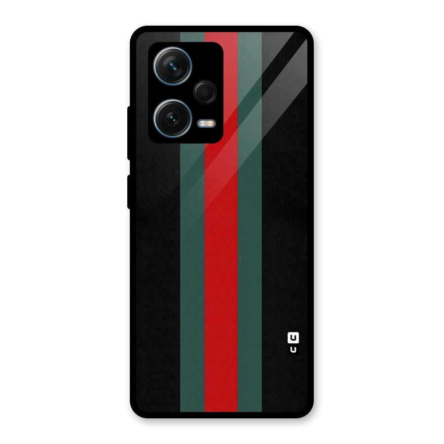 Basic Colored Stripes Glass Back Case for Redmi Note 12 Pro Plus 5G