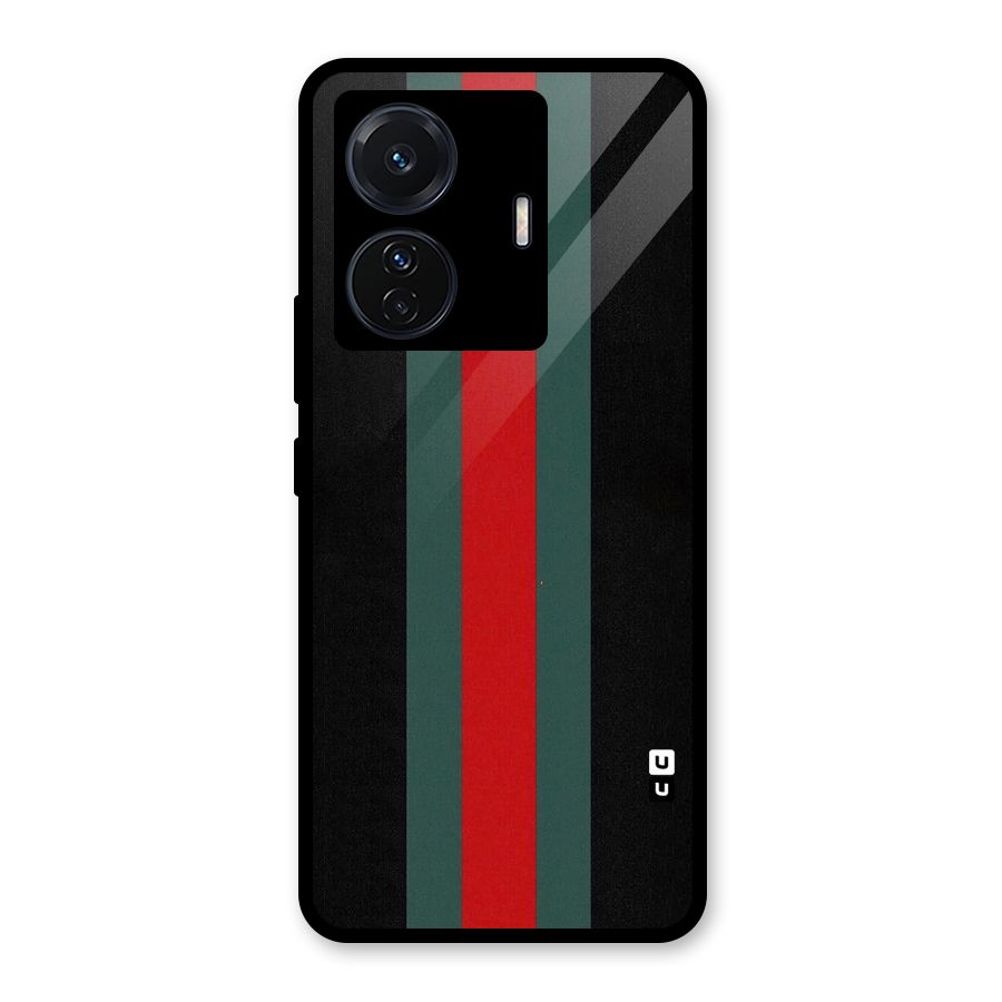 Basic Colored Stripes Glass Back Case for Vivo T1 Pro