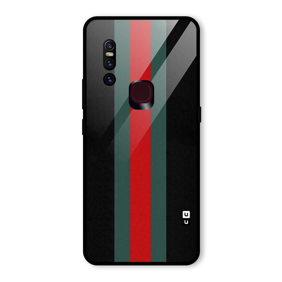Basic Colored Stripes Glass Back Case for Vivo V15