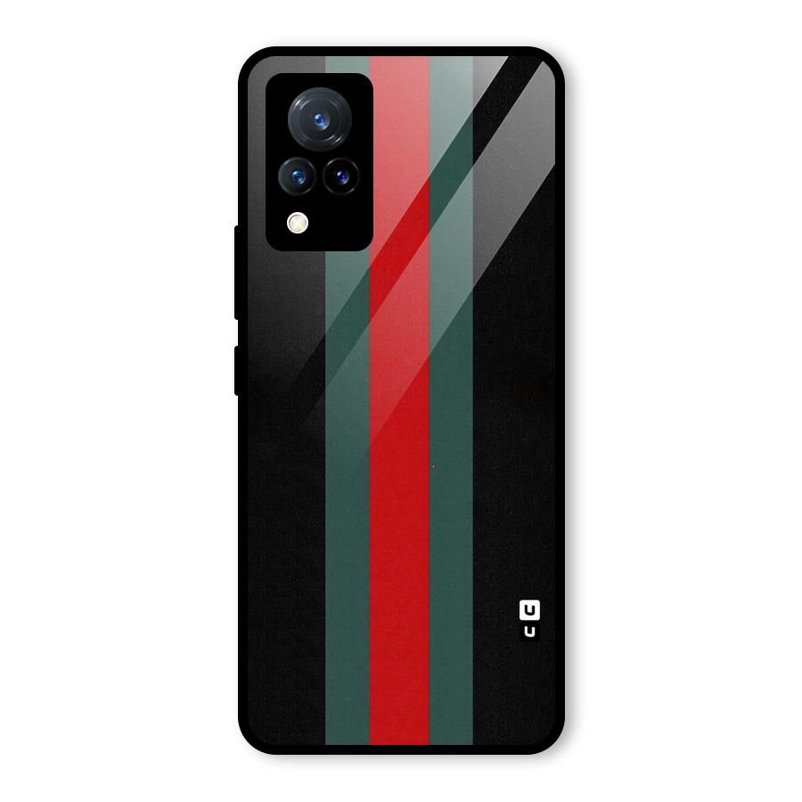 Basic Colored Stripes Glass Back Case for Vivo V21 5G