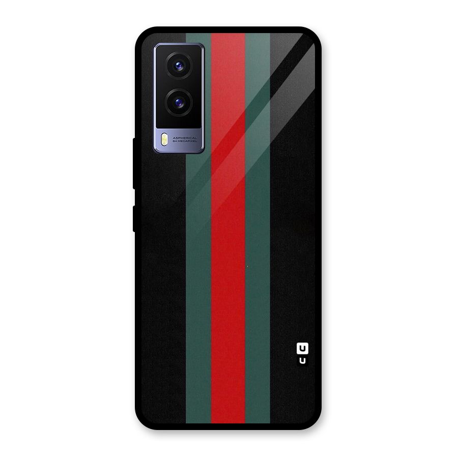 Basic Colored Stripes Glass Back Case for Vivo V21e 5G