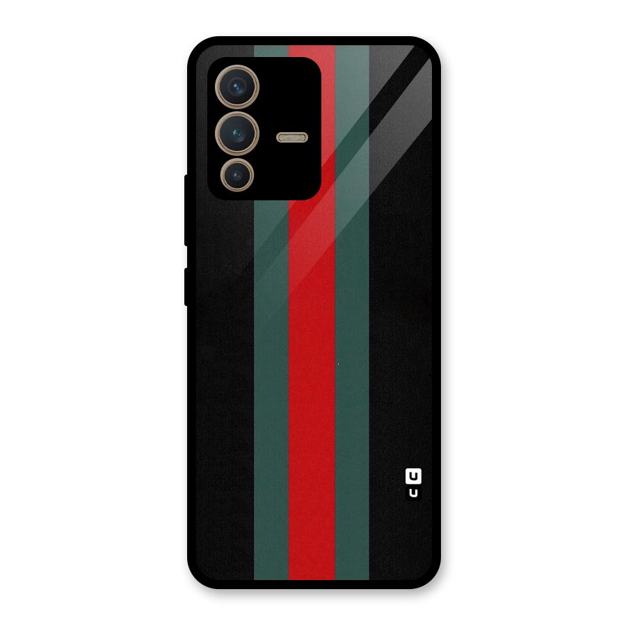 Basic Colored Stripes Glass Back Case for Vivo V23 5G