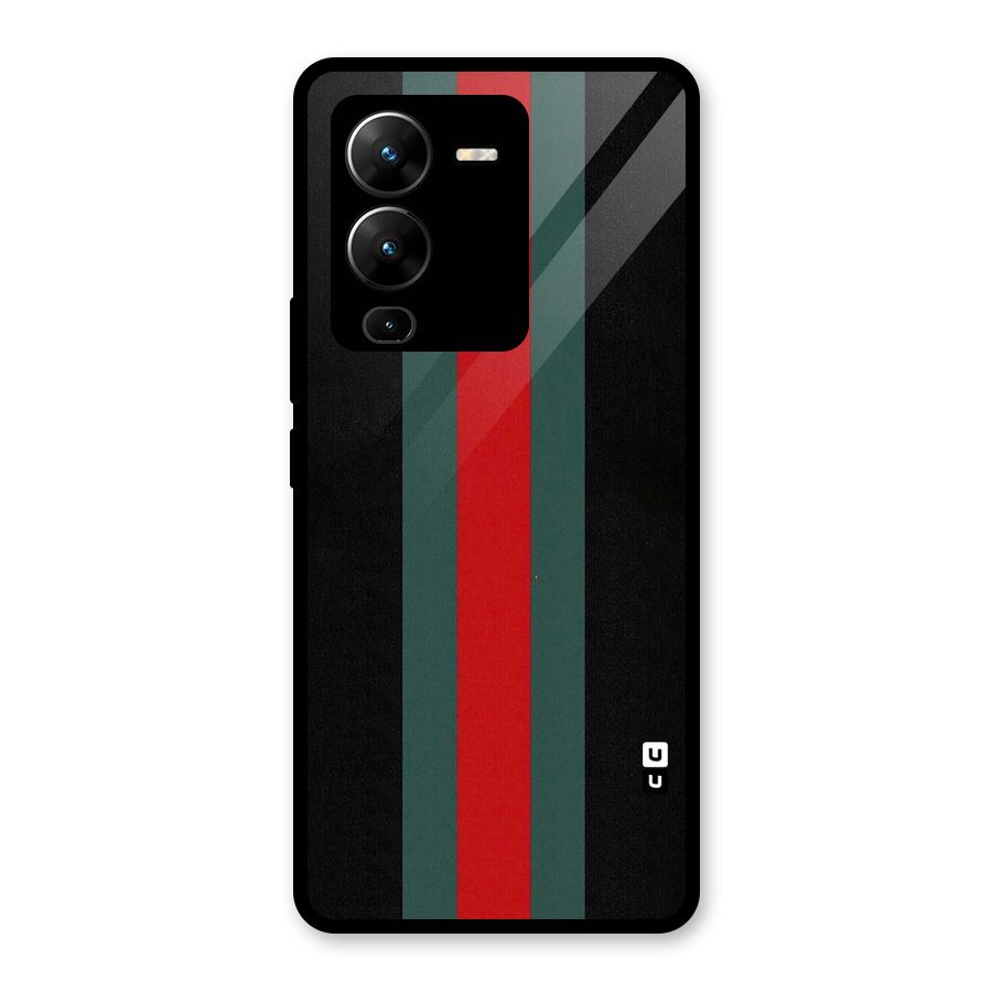 Basic Colored Stripes Glass Back Case for Vivo V25 Pro
