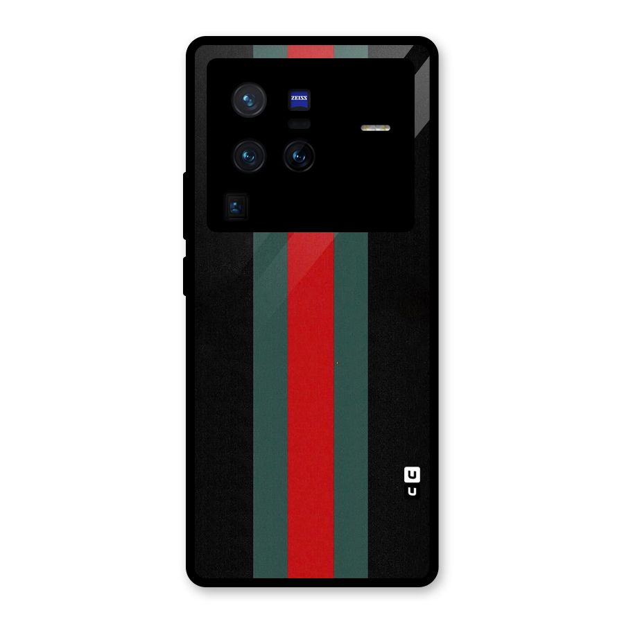 Basic Colored Stripes Glass Back Case for Vivo X80 Pro