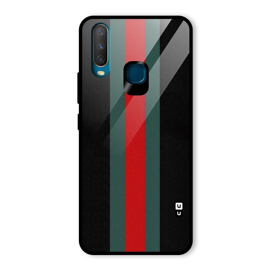 Basic Colored Stripes Glass Back Case for Vivo Y15