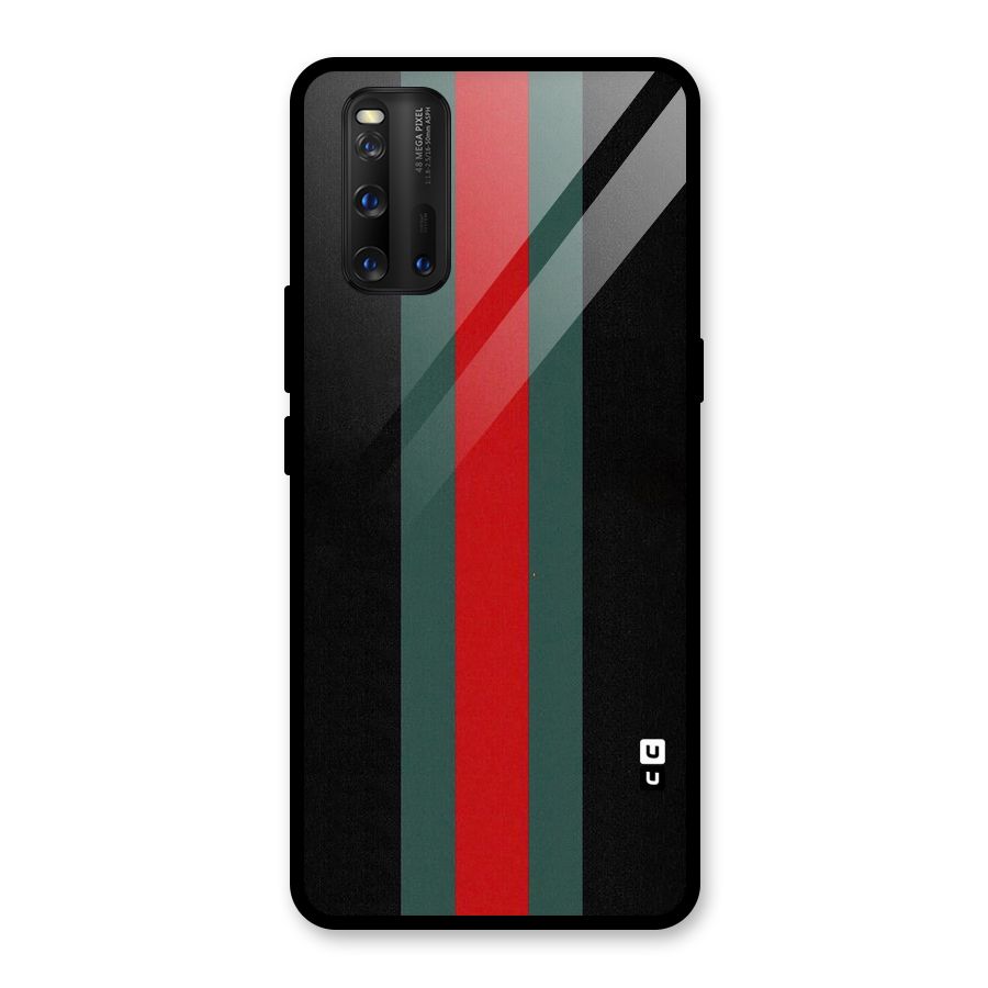 Basic Colored Stripes Glass Back Case for Vivo iQOO 3