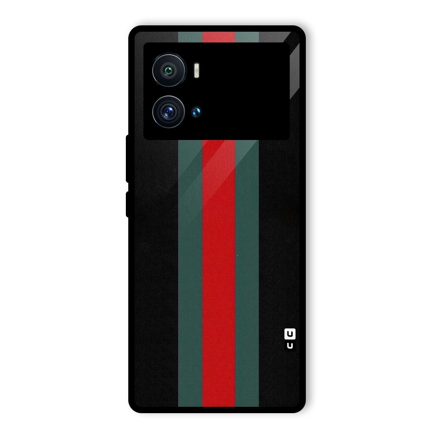 Basic Colored Stripes Glass Back Case for Vivo iQOO 9 Pro