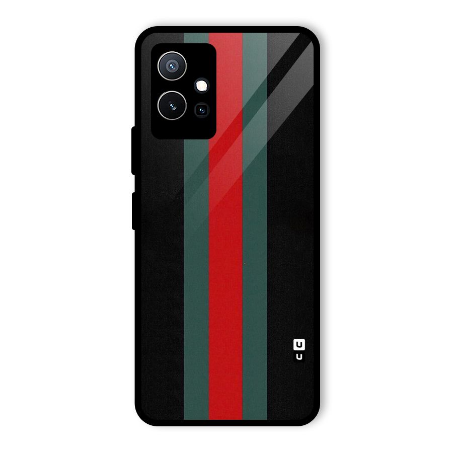 Basic Colored Stripes Glass Back Case for Vivo iQOO Z6