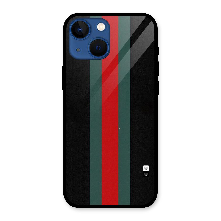 Basic Colored Stripes Glass Back Case for iPhone 13 Mini