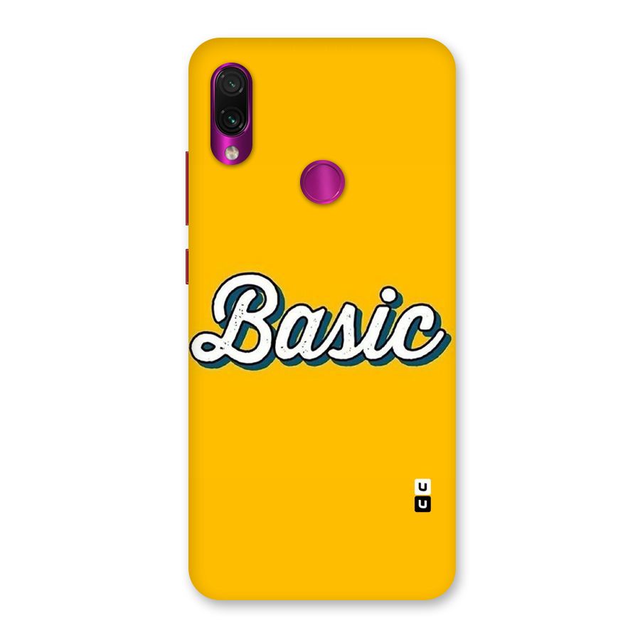 Basic Yellow Back Case for Redmi Note 7 Pro