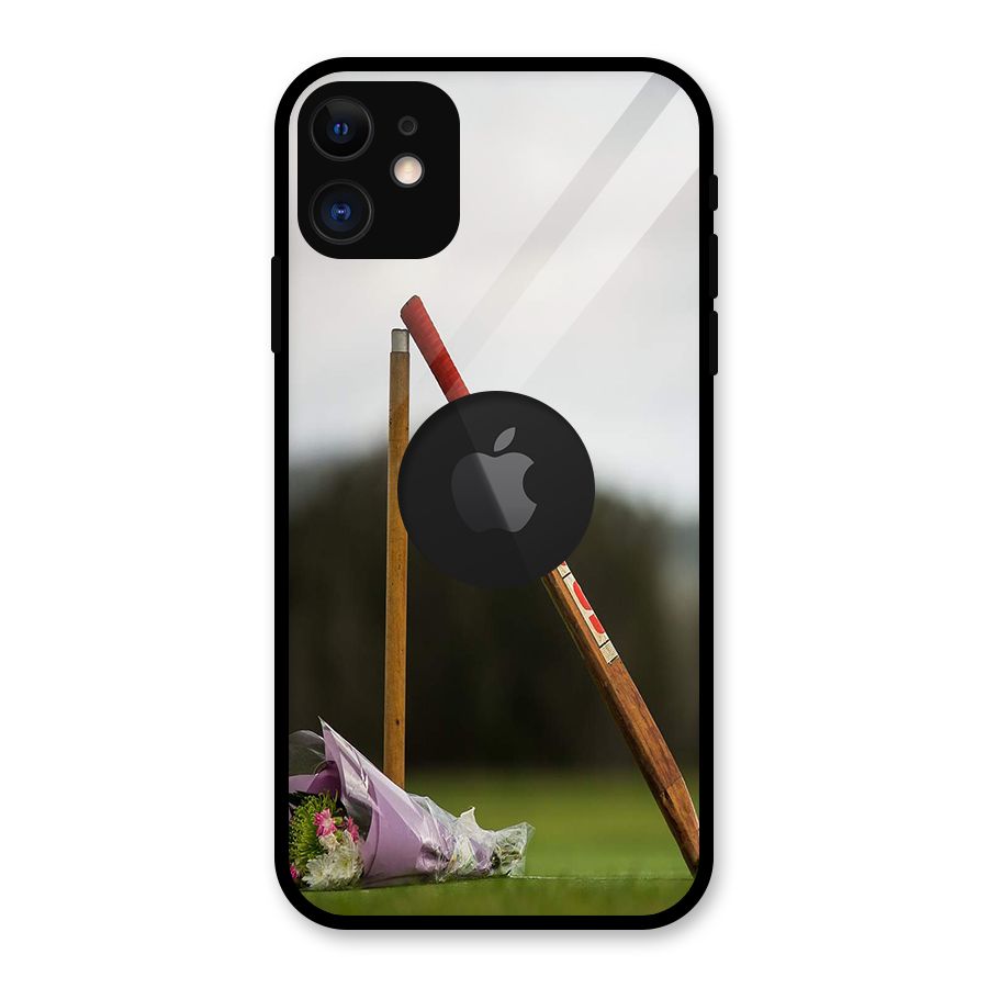 Bat Wicket Glass Back Case for iPhone 11 Logo Cut