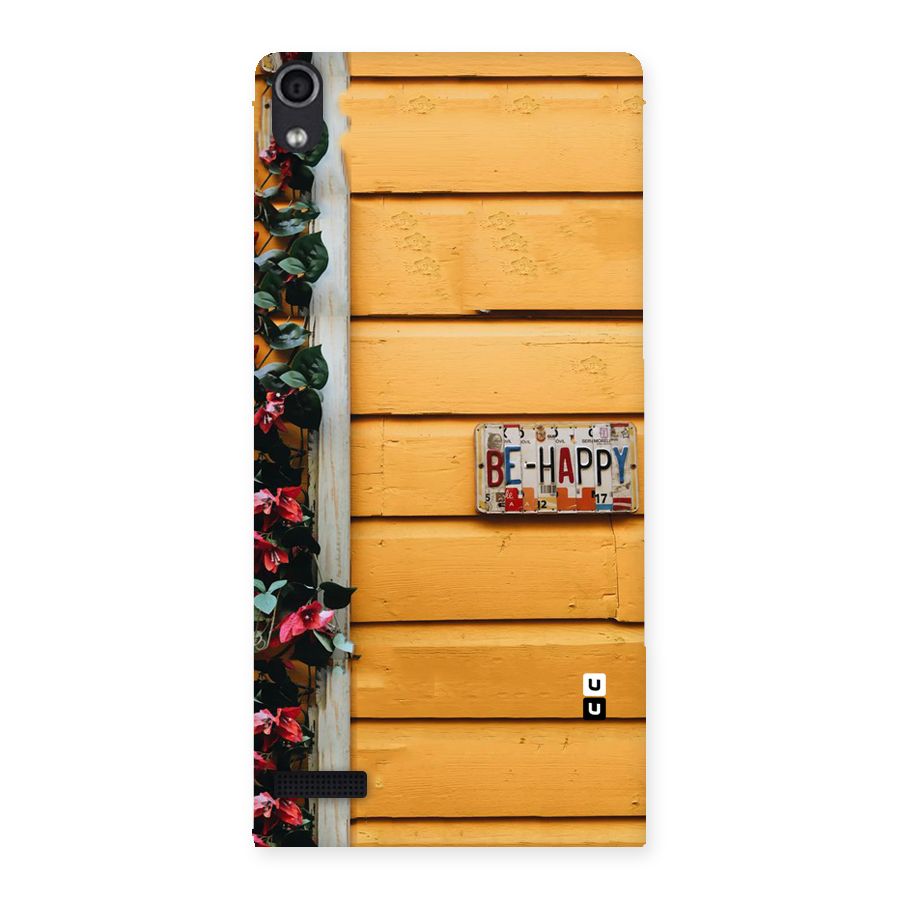 Be Happy Yellow Wall Back Case for Ascend P6