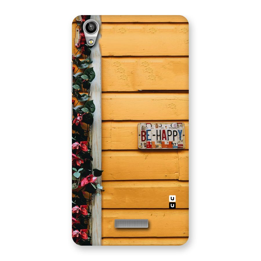Be Happy Yellow Wall Back Case for Lava-Pixel-V1