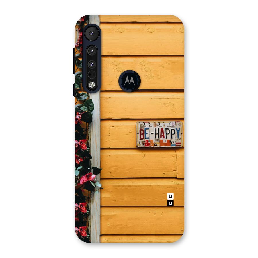 Be Happy Yellow Wall Back Case for Motorola One Macro