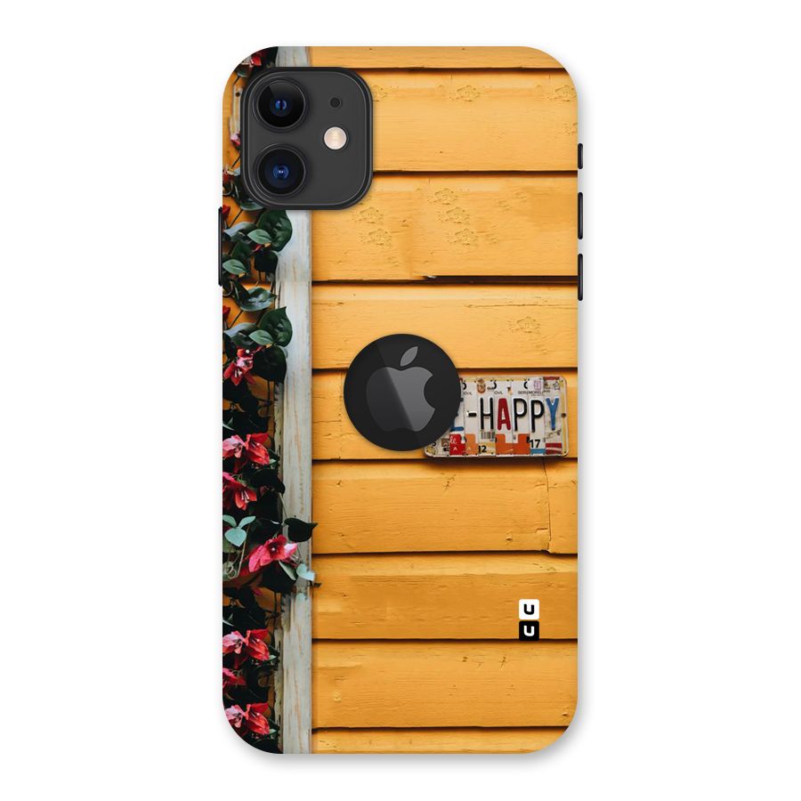 Be Happy Yellow Wall Back Case for iPhone 11 Logo Cut