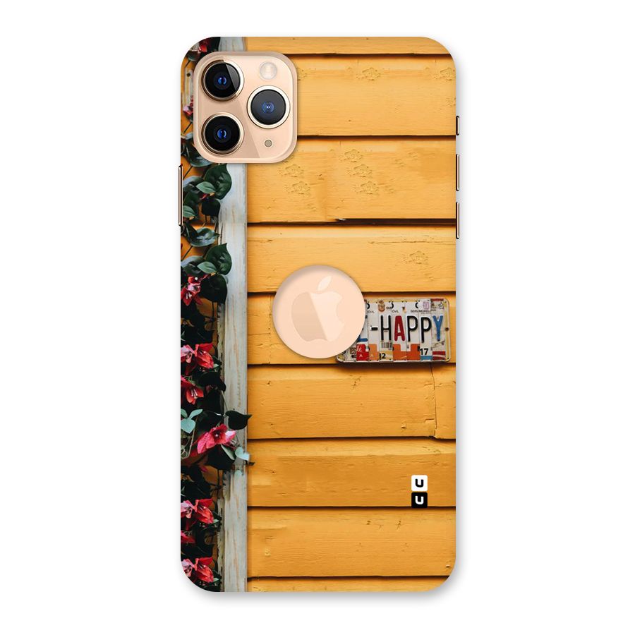 Be Happy Yellow Wall Back Case for iPhone 11 Pro Max Logo Cut