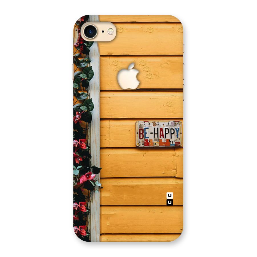 Be Happy Yellow Wall Back Case for iPhone 7 Apple Cut